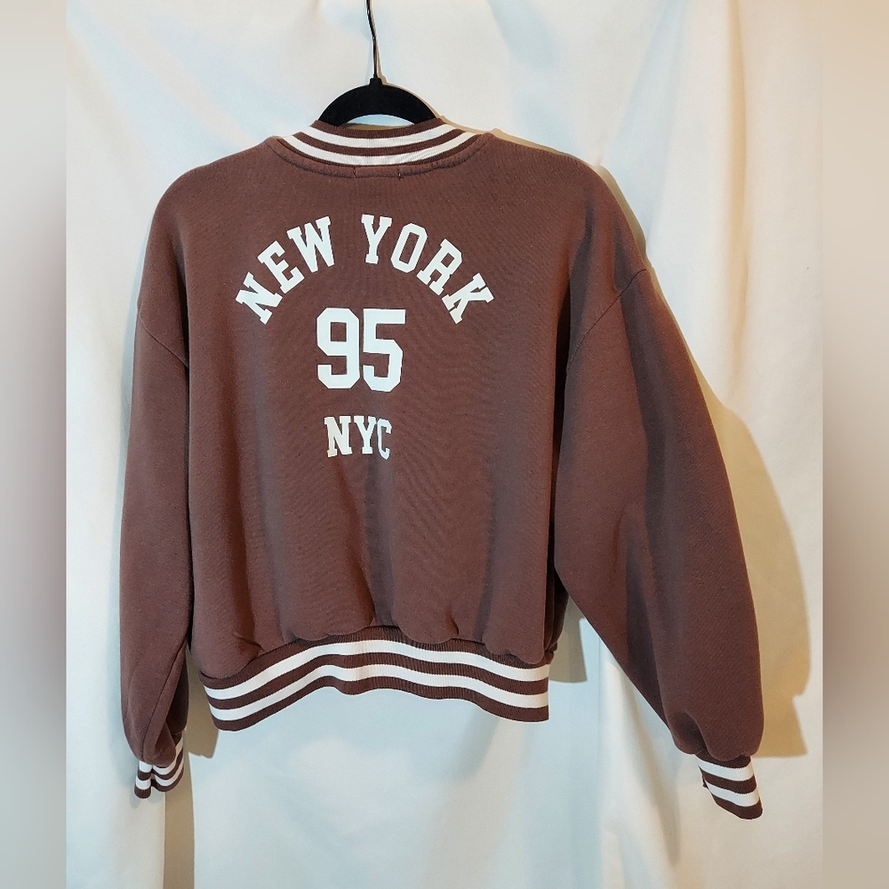 Better Togerher New York 95 Chocolate Brown Knit Bomber Jacket - Picture 2 of 7